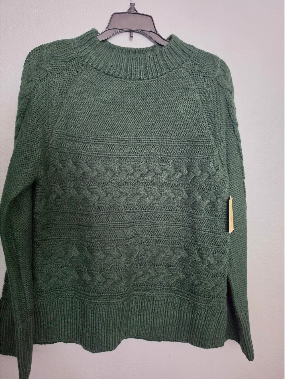 St. John's Bay Green Cable Knit Pullover Sweater Size L